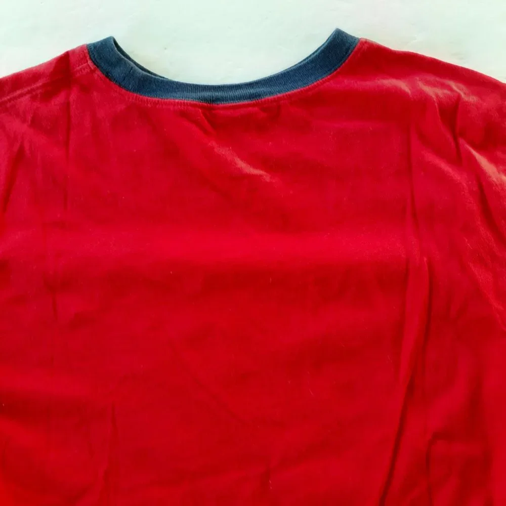 Gymboree Boys T-Shirt Red Construction Vehicles Ringer Short Sleeve Large 10-12